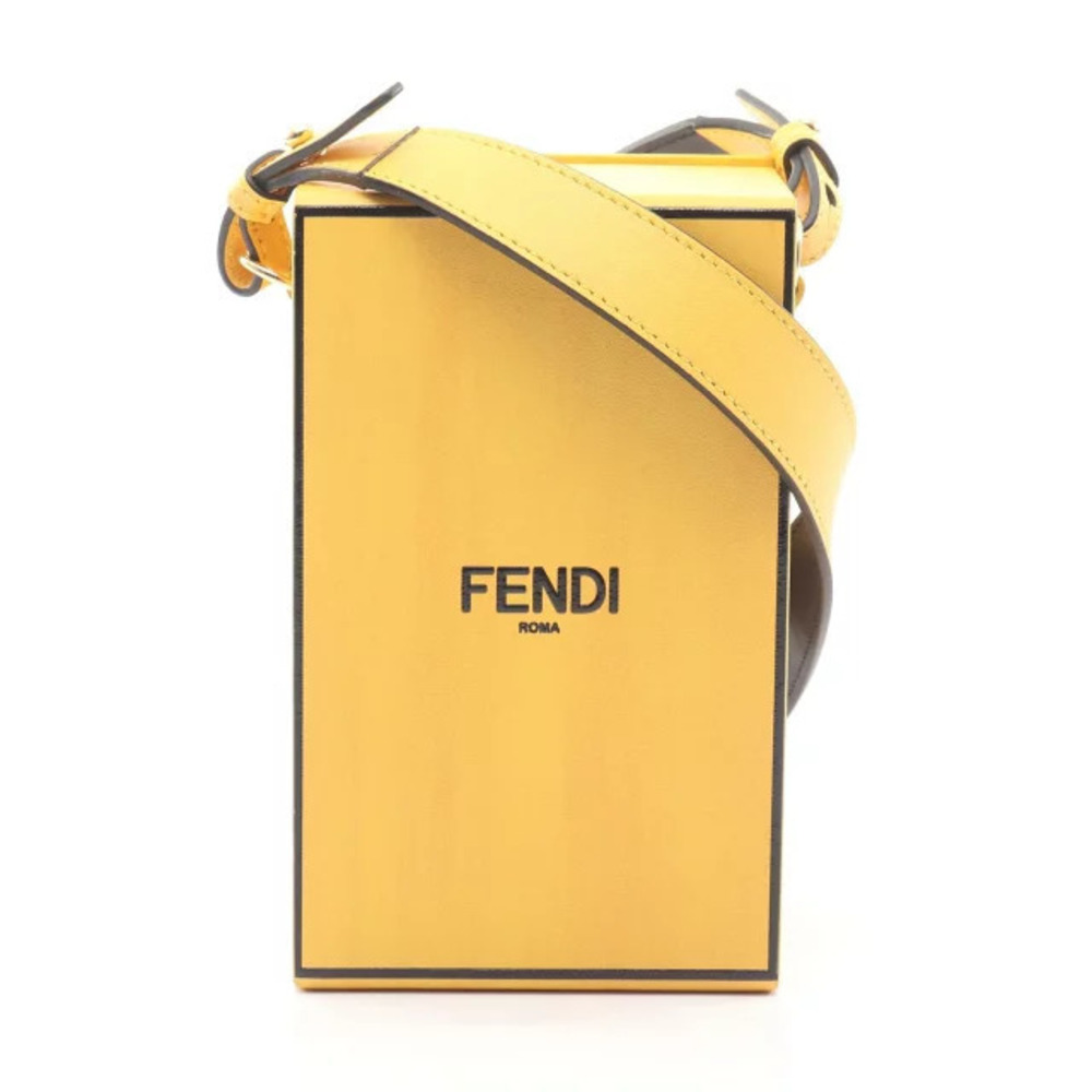 Fendi leather Vertical Box Crossbody Bag boxy Roma logo Yellow
